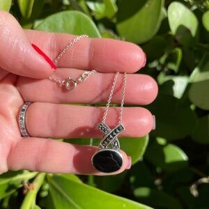 Black Onyx/ Marcasite Necklace